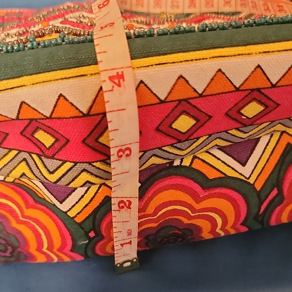Steve Madden Beaded         Bohemian Multicolor Purse with Pink Tassel - Picture 9 of 9